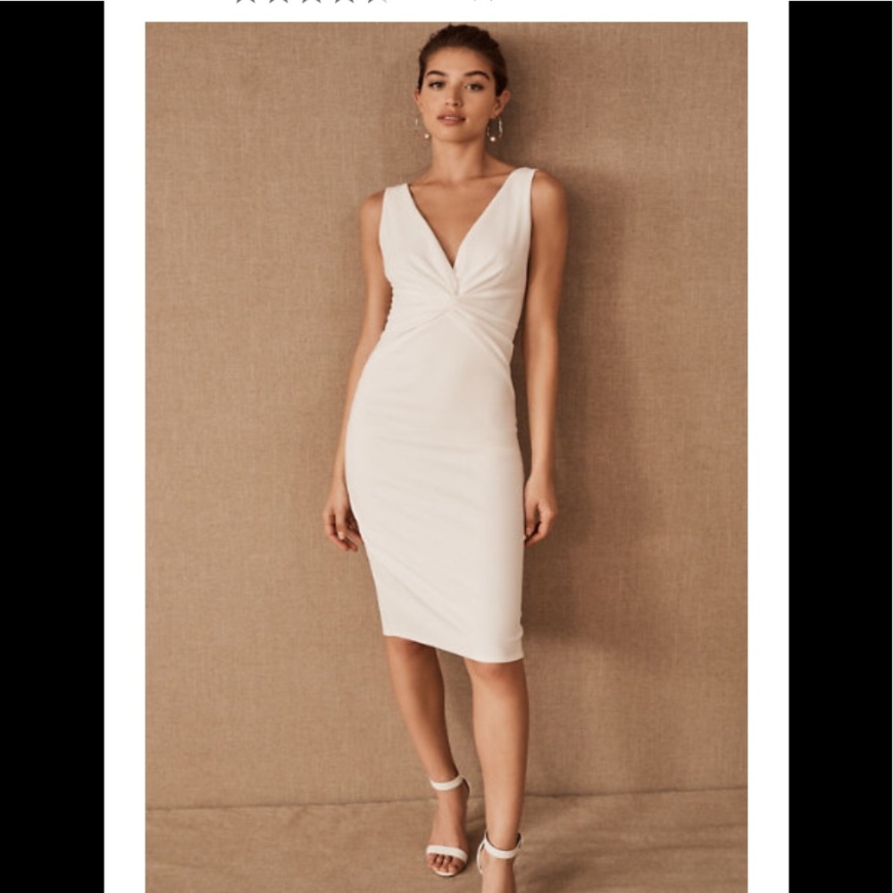 BHLDN Ivory V‑Neck Sheath Wedding Dress